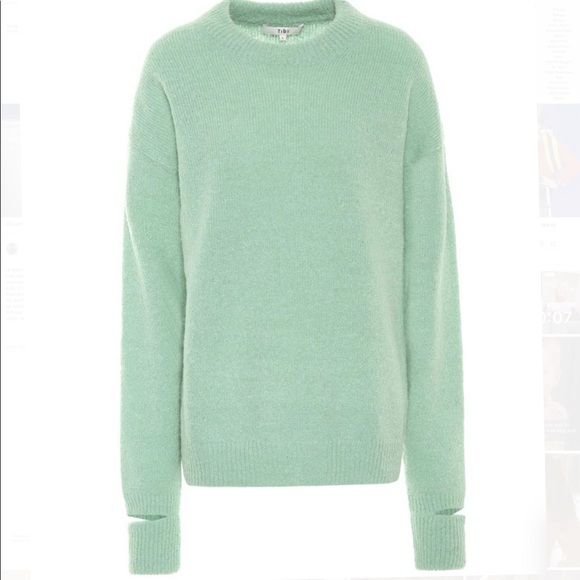 Tibi Women's Green Airy Alpaca-blend Sweater